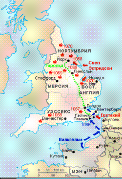 Карта Англии во времена нормандского завоевания []
