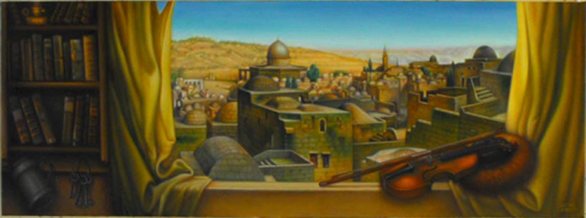  .    .Old Jerusalem. View of the Temple Mount. 122x45cm. [Eduard Gurevich.]