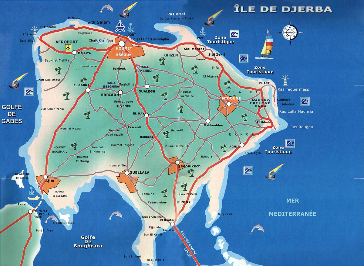 Остров Джерба Тунис на карте